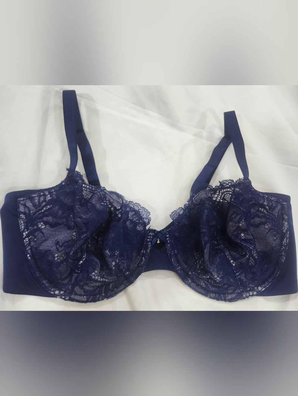 Victoria's Secret Navy Lace Unlined Demi Bra, Size 36DD, 36E